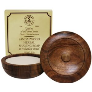Sandalwood Shaving Soap in Wooden Bowl